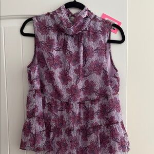 Amanda Uprichard Purple Ruffled Peplum Blouse